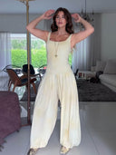 Casual Rust Red Printed Spaghetti Strap Jumpsuit