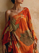 Boho Printed One-Shoulder Kimono-Style Maxi Dress