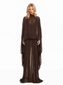 Exquisite Draped Sleeve Flowing Chiffon Maxi Dress