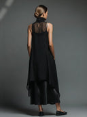 Elegant Sheer Tulle Asymmetric Dress Set