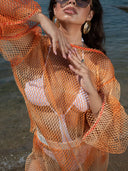 Sunset Hollow-out Print Mesh Set