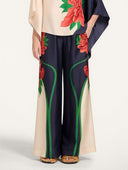 Paisley Print Asymmetric Sleeve Shirt & Wide-Leg Pants Two-Piece Set