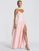 Elegant Sweetheart Neck High Slit Party Maxi Dress