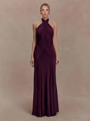 Elegant Pleated Fitted Backless Maxi Dress