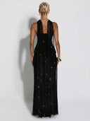 Elegant Strapless Sequin Skirt And Shawl Two-Piece Set