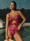 Cutout Printed One-Piece Swimsuit