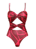Cutout Printed One-Piece Swimsuit And Maxi Skirt Set