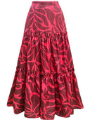 Cutout Printed One-Piece Swimsuit And Maxi Skirt Set