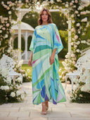 Exquisite Blue Ocean Kaftan Beach Maxi Dress