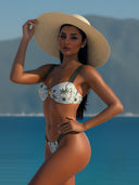 Sexy and Stylish Printed Gathered Drawstring Two-Piece Bikini Set