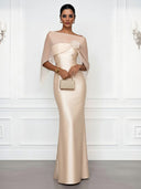 Elegant Shawl-Style Satin Mermaid Maxi Dress