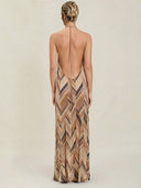 Bohemian Chevron Print Halter Maxi Dress
