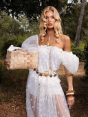 Elegant Polka Dot Square Neck Top & Pants Two-Piece Set