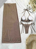 Halter Starfish Pendant Three-Piece Bikini Set