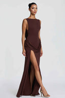 Pleated Design Slit Maxi Dress