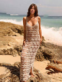 Beach Sleeveless Openwork Knit Bikini Cover-up Dress