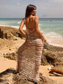 Beach Sleeveless Openwork Knit Bikini Cover-up Dress
