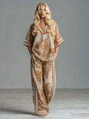 Bohemian High-Waist Paisley Print Pants