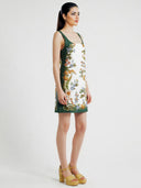 Elegant Floral Print Contrast-Trim Mini Dress