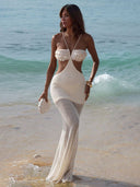 Sexy Sequin Petal Backless Maxi Dress