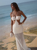 Sexy Sequin Petal Backless Maxi Dress