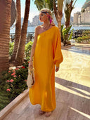 Boho One-Shoulder Slit Vacation Maxi Dress