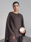 Elegant Satin Robe Paired With Harem Pants Set