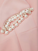 Elegant Pearl-Trim Short Sleeve Midi Dress