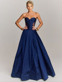 Elegant Strapless Lace-Panel Ball Gown Maxi Dress