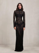 Elegant Cutout Lace A-Line Maxi Dress