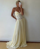 Elegant Lace Spaghetti Strap Floral Appliqué Maxi Dress