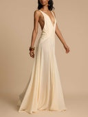 Elegant V-neck Flowy Maxi Dress