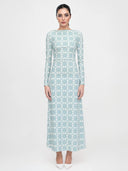 Simple Geometric Pattern Printed Slim-fit Maxi Dress