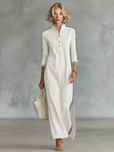 Sporty Chic Striped-Trim Maxi Dress