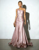 Sophisticated One-Shoulder Satin Maxi Dress