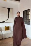 Turtleneck Shawl Maxi Dress