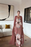 Printed Strapless Shawl Dress