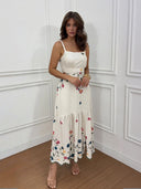Vacation Spaghetti Strap Placement Print Slit Maxi Dress