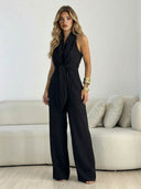 Elegant Halter Neck Wide-Leg Jumpsuit
