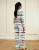 Geometric Zigzag Print Long-Sleeve V-Neck Top