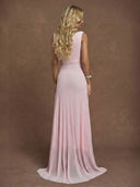 Elegant Pleated Twist-Front High-Slit Maxi Dress