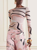 Retro Geometric Abstract Ruffled Mesh T-shirt