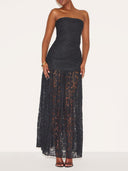 Elegant Strapless Lace Maxi Dress