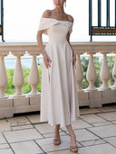 Elegant Bow Off-the-shoulder High-waisted Maxi Dress