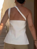 Fashion One-shoulder Button Detail Top