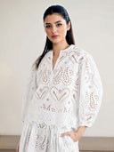 Elegant Cutout Embroidered Lace Shirt