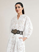 Elegant Cutout Embroidered Lace Shirt