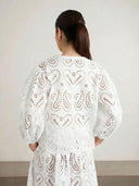 Elegant Cutout Embroidered Lace Shirt & Skirt Two-Piece Set