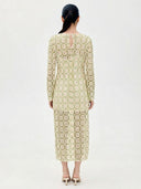 Elegant Long-Sleeve Crochet Lace Maxi Dress