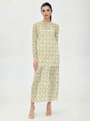 Elegant Long-Sleeve Crochet Lace Maxi Dress